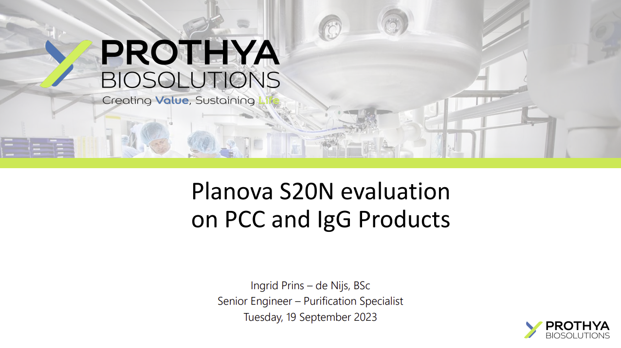 Planova S20N evaluation on PCC and IgG products